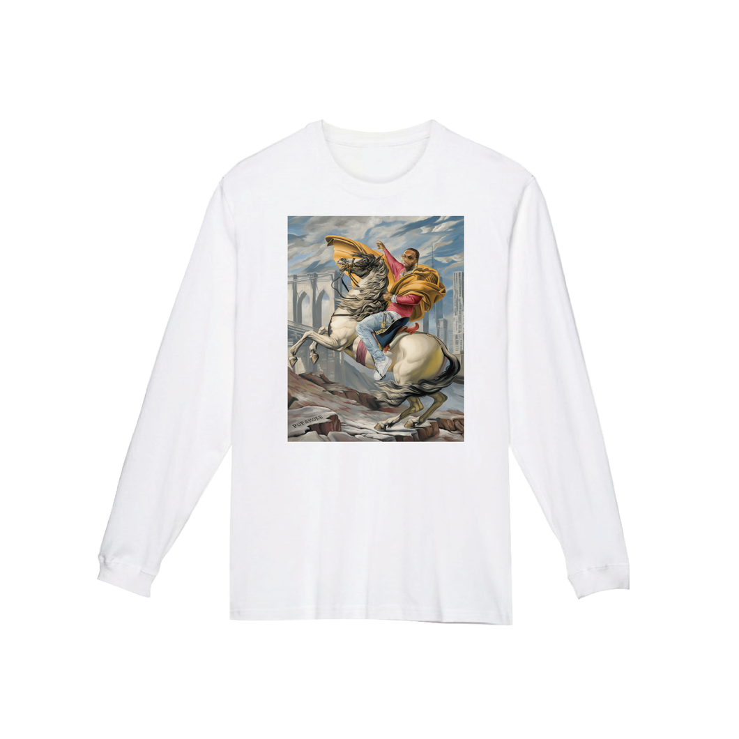 「Smoke franchissant le Brooklyn」Front Printing - Long Sleeve Tee [White]
