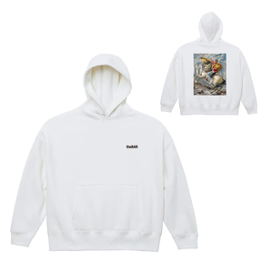 「Smoke franchissant le Brooklyn」Back Printing - Big Pullover Hoodie [White]